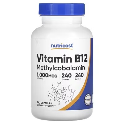 B12 მეთილკობალამინი 1000 mcg 240 კაფსულა (Nutricost)